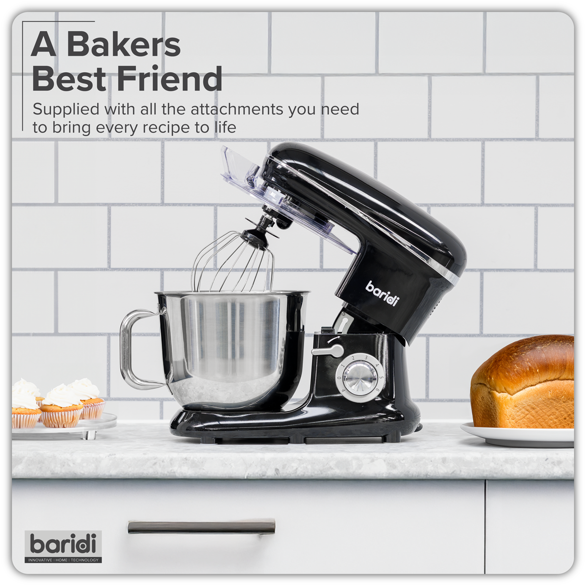 Baridi DH173 1500W Stand Mixer with Accessories 6L - Black - additional view 10