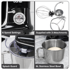 Baridi DH173 1500W Stand Mixer with Accessories 6L - Black - additional view 5