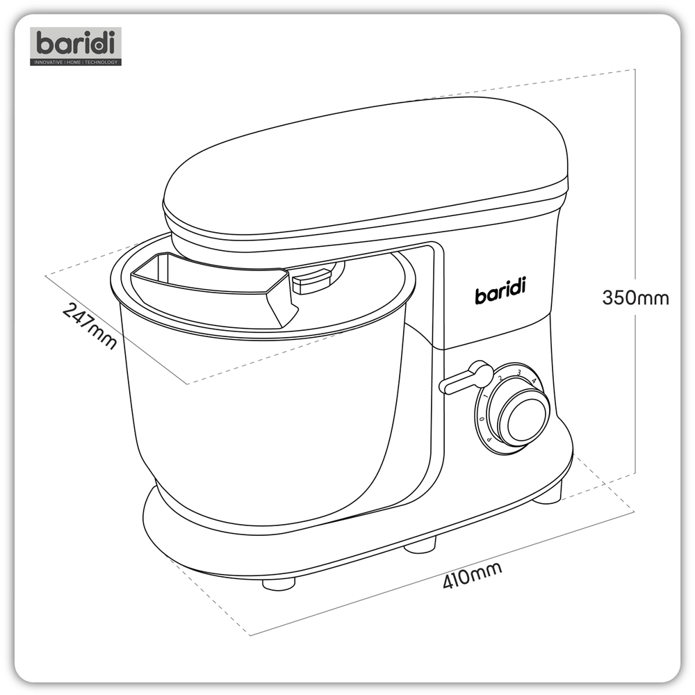 Baridi DH174 1800W Stand Mixer with Accessories 8L - Black - additional view 8