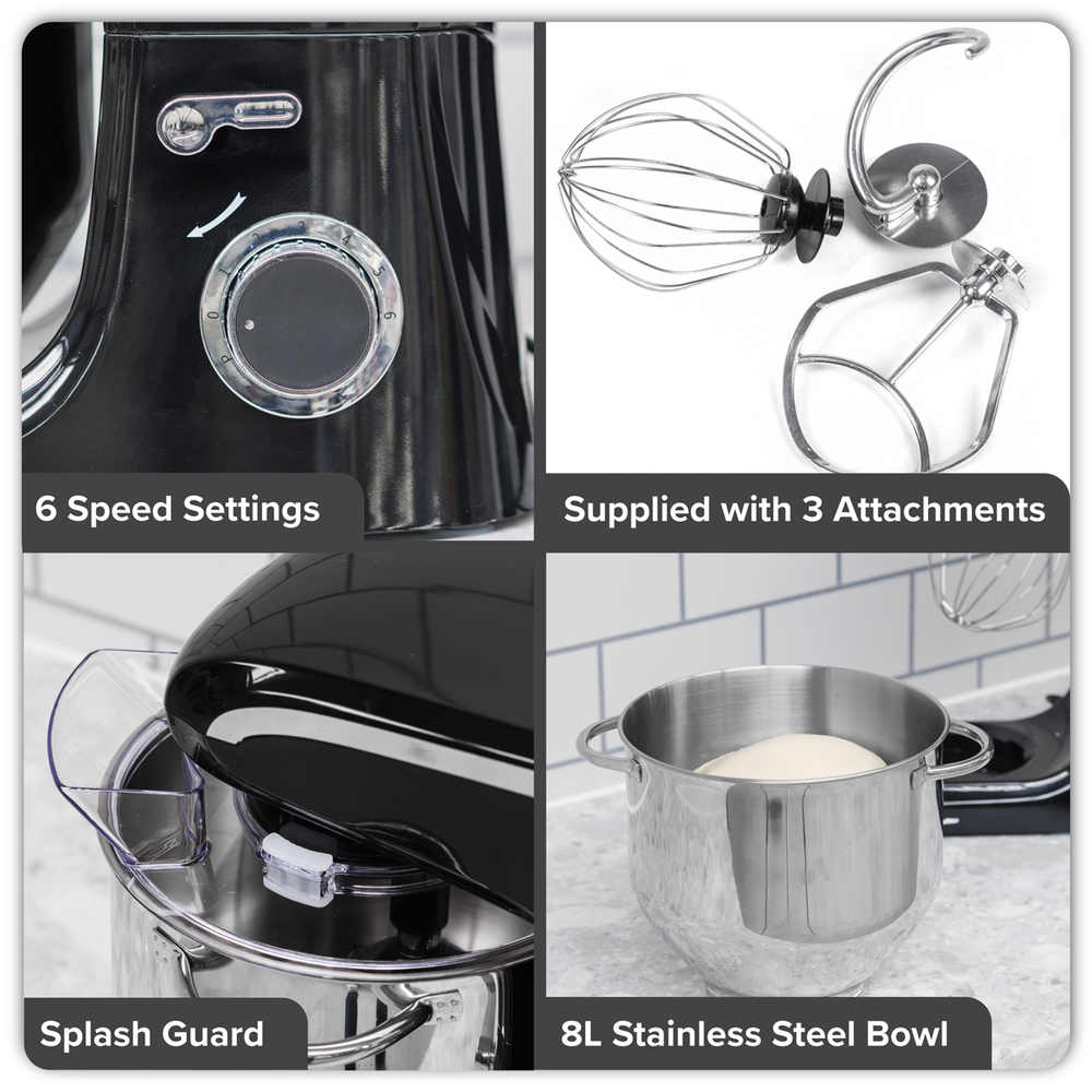Baridi DH174 1800W Stand Mixer with Accessories 8L - Black - additional view 5