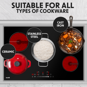 Baridi DH175 Integrated Ceramic Hob with 5 Cooking Zones 77cm - Black Glass - additional view 8
