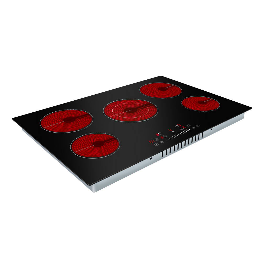 Baridi DH175 Integrated Ceramic Hob with 5 Cooking Zones 77cm - Black Glass - additional view 2