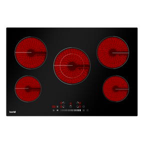 Baridi DH175 Integrated Ceramic Hob with 5 Cooking Zones 77cm - Black Glass
