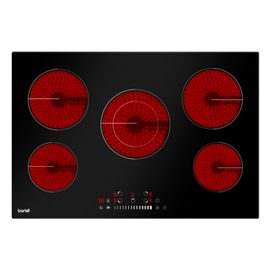 Baridi DH175 Integrated Ceramic Hob with 5 Cooking Zones 77cm - Black Glass
