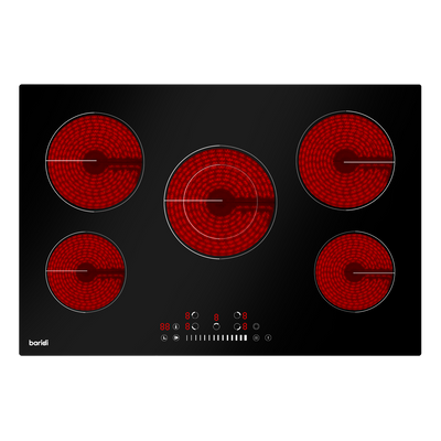 Baridi DH175 Integrated Ceramic Hob with 5 Cooking Zones 77cm - Black Glass