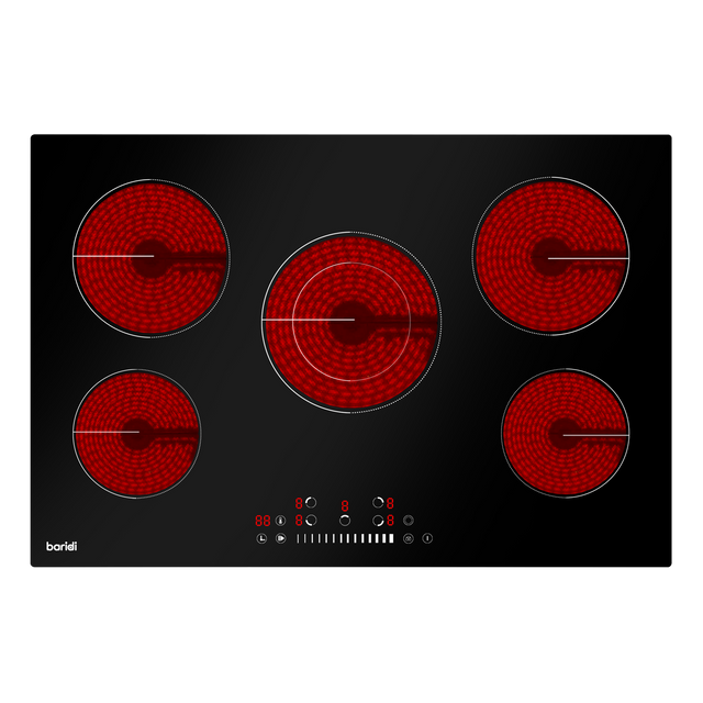 Baridi DH175 Integrated Ceramic Hob with 5 Cooking Zones 77cm - Black Glass