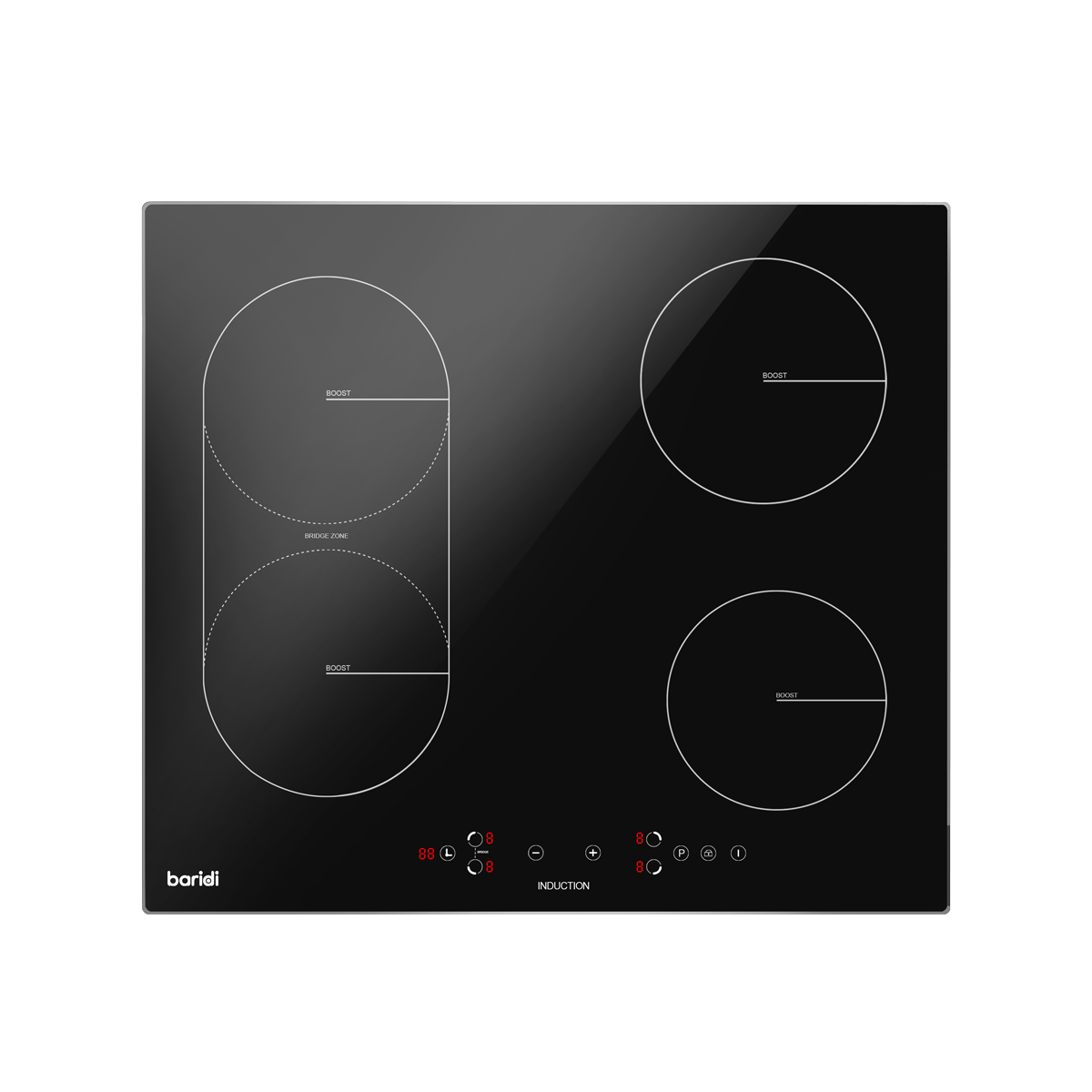 Baridi DH178 Integrated Induction Hob with 4 Cooking Zones & Bridge Zone 60cm 2800W Output