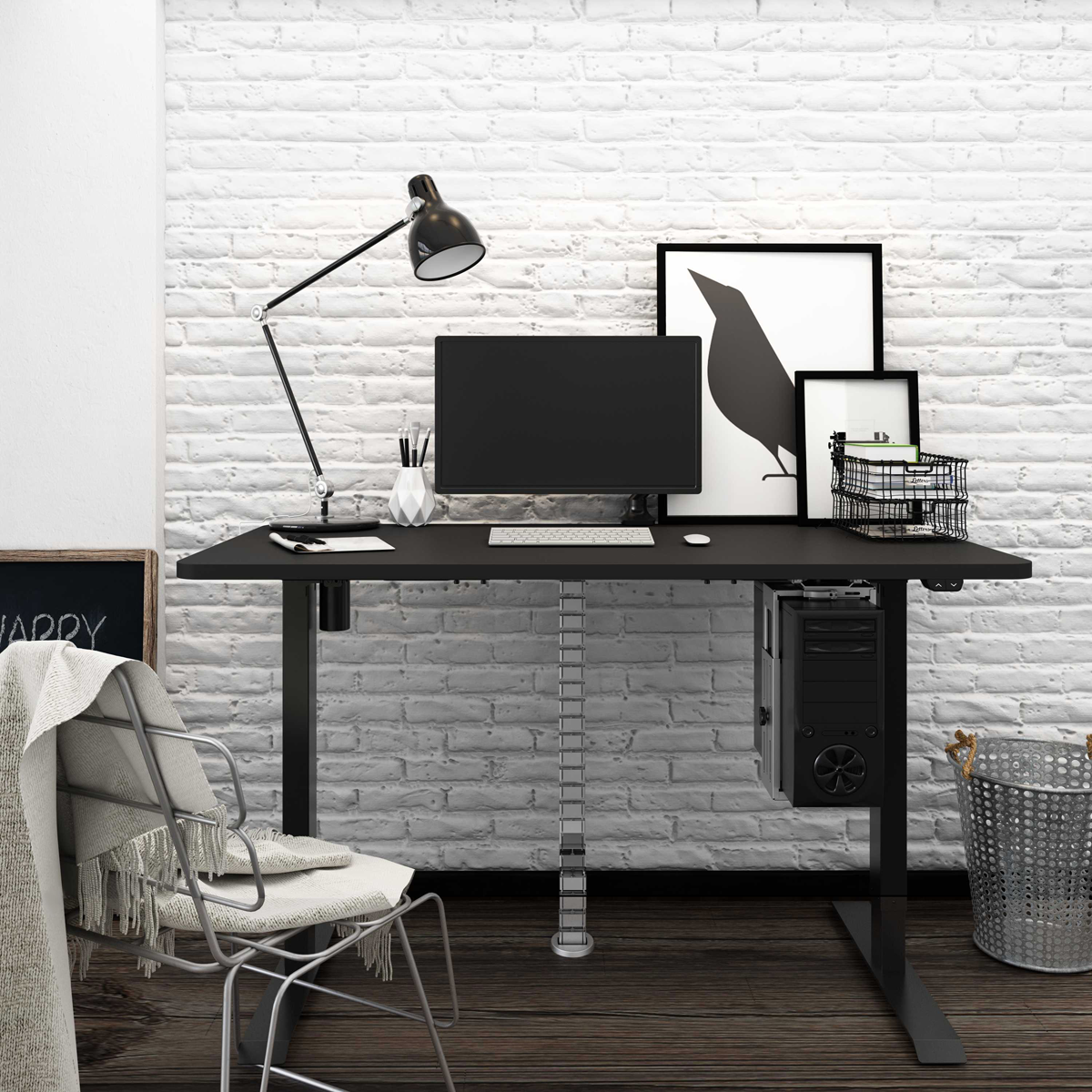 Dellonda DH17 Single Motor Ultra-Quiet Adjustable-Height Desk Frame 70kg Capacity - Black - additional view 6