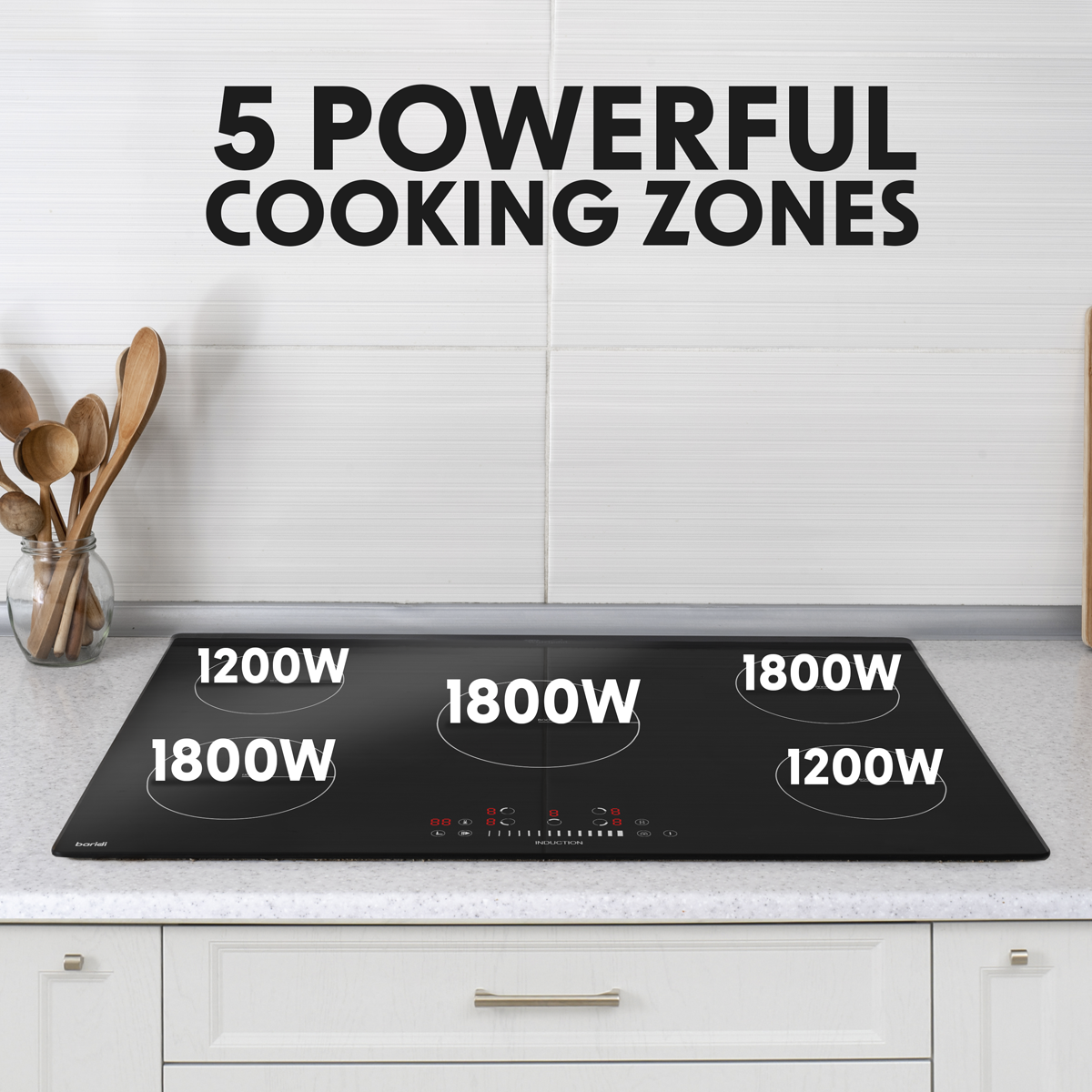 Baridi DH180 Integrated Induction Hob with 5 Cooking Zones 90cm 9300W Output - additional view 5