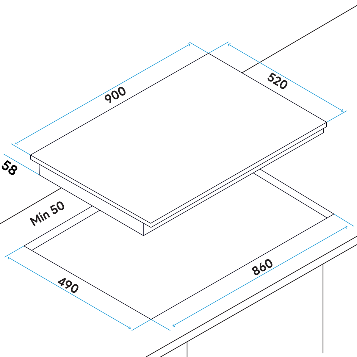 Baridi DH180 Integrated Induction Hob with 5 Cooking Zones 90cm 9300W Output - additional view 10