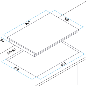 Baridi DH180 Integrated Induction Hob with 5 Cooking Zones 90cm 9300W Output - additional view 10