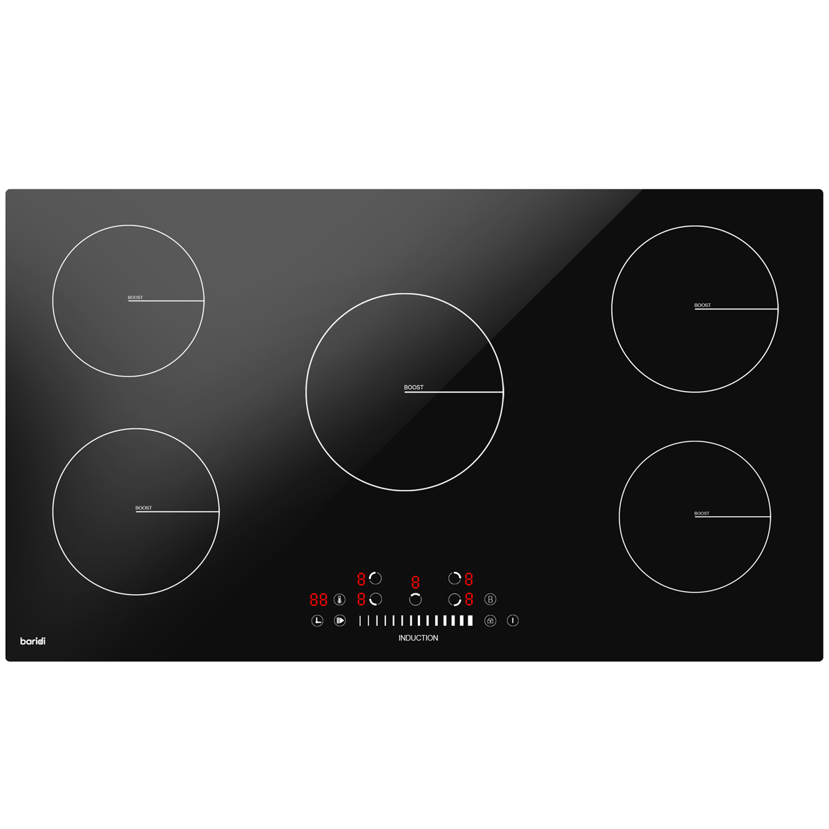 Baridi DH180 Integrated Induction Hob with 5 Cooking Zones 90cm 9300W Output
