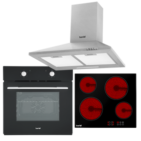 Baridi DH185 Integrated Ceramic Hob with 4 Cooking Zones, Integrated Fan-Assisted Electric Oven & Cooker Hood with Carbon