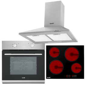 Baridi DH188 Integrated Ceramic Hob with 4 Cooking Zones, Integrated Fan-Assisted Electric Oven & Cooker Hood with Carbon