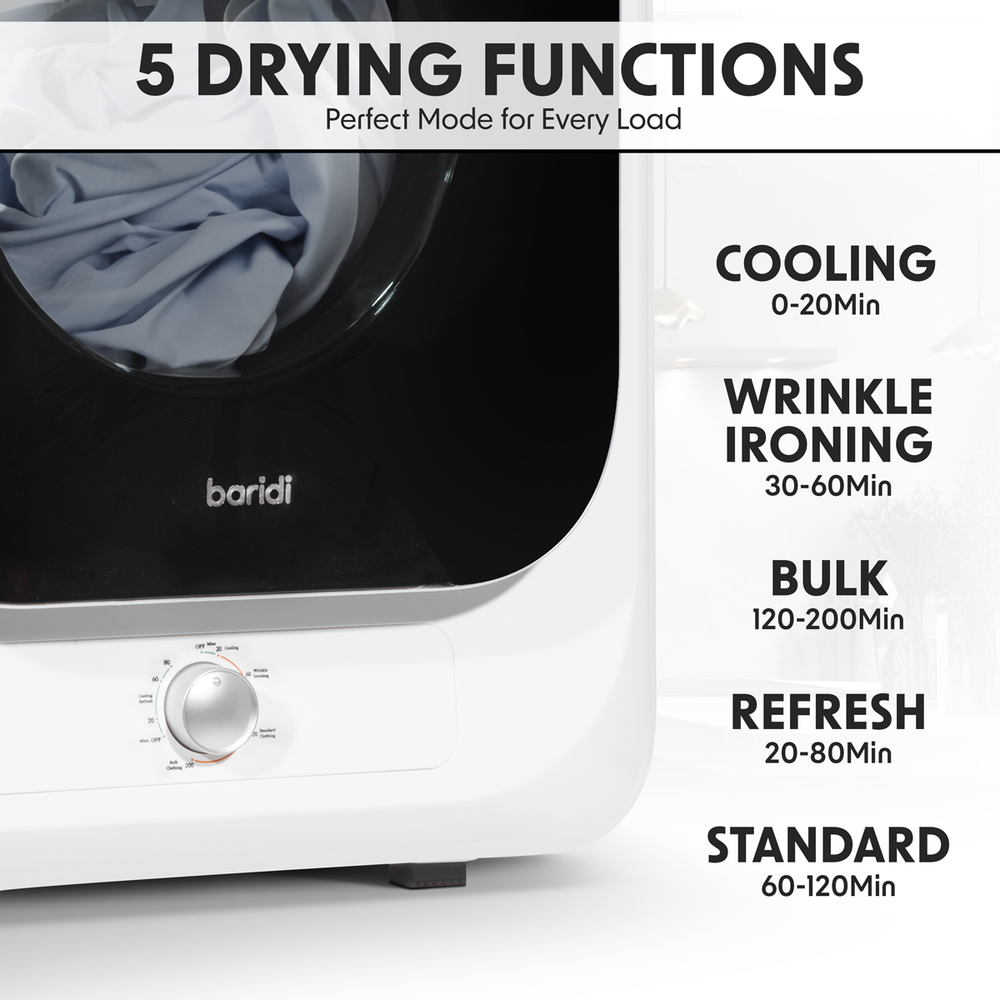 Baridi DH192 Tabletop Tumble Dryer with Analogue Controls 2.5kg Capacity - White - additional view 13