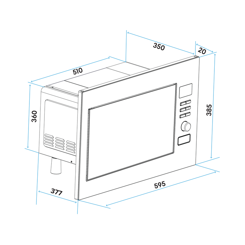 Baridi DH197 Integrated Microwave Oven with Grill 25L Capacity 900W - Stainless Steel - additional view 2