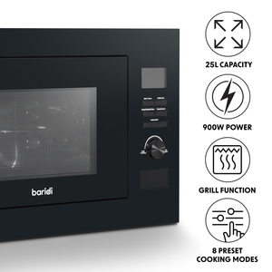 Baridi DH198 Integrated Microwave Oven with Grill 25L Capacity 900W - Black - additional view 8