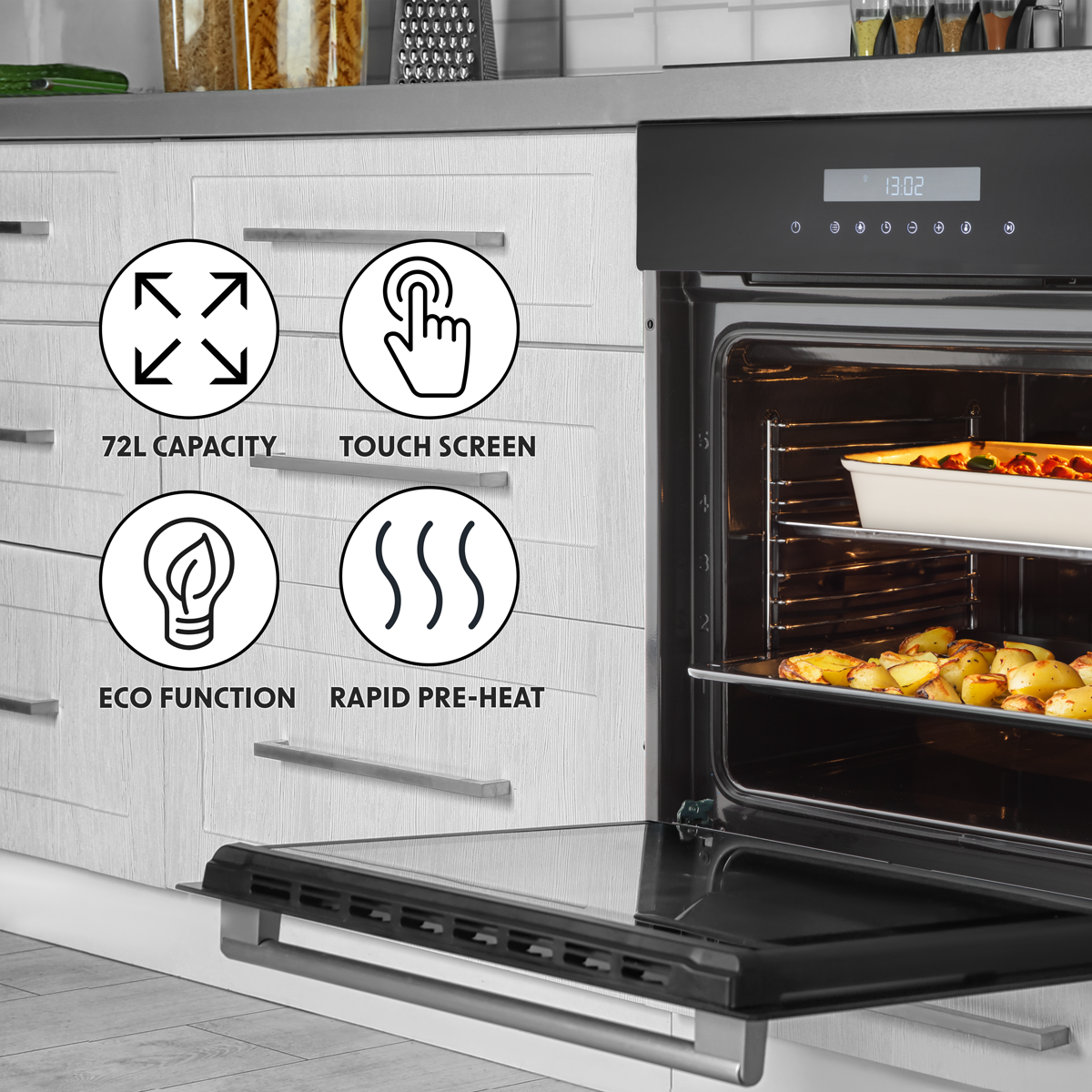 Baridi DH199 Integrated Fan-Assisted Electric Oven 60cm 72L Capacity - Black - additional view 13