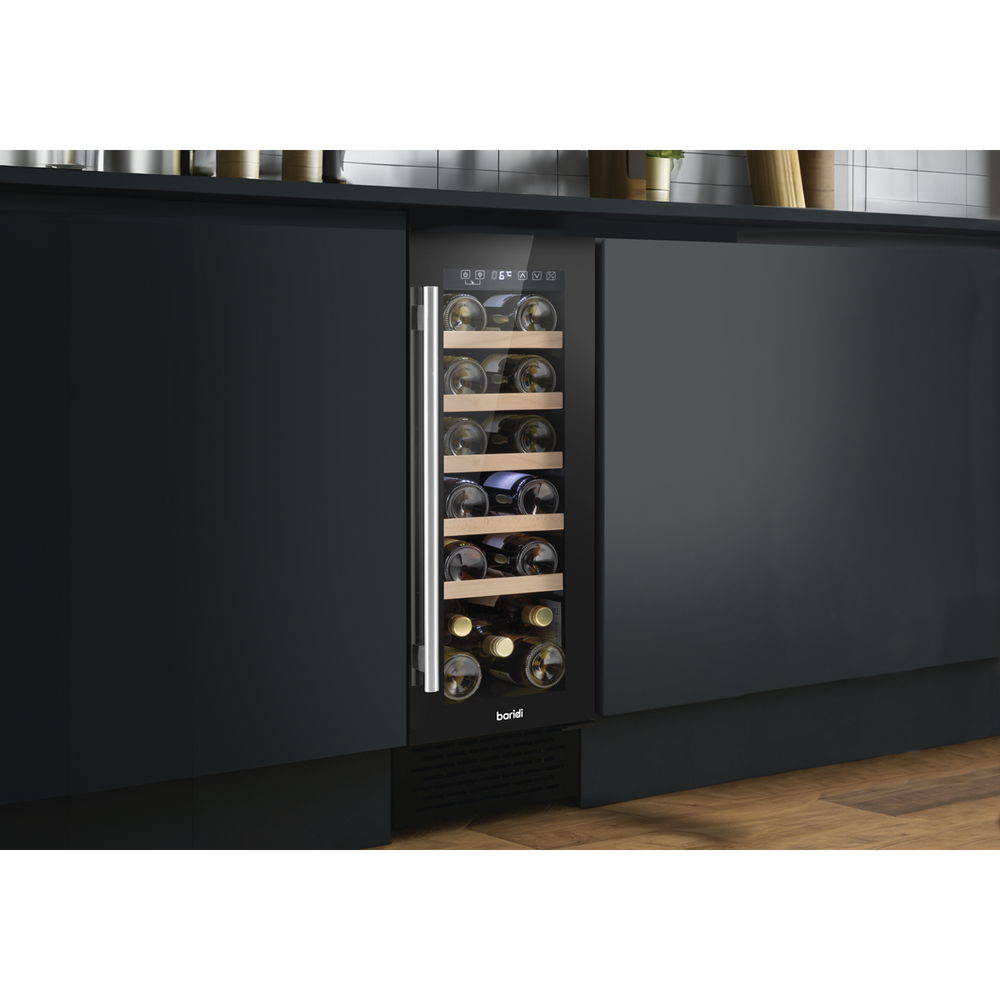 Baridi DH203 20 Bottle Slim Built-In Wine Cooler with Digital Touchscreen Controls, Beech Wood Shelves & - additional view 2