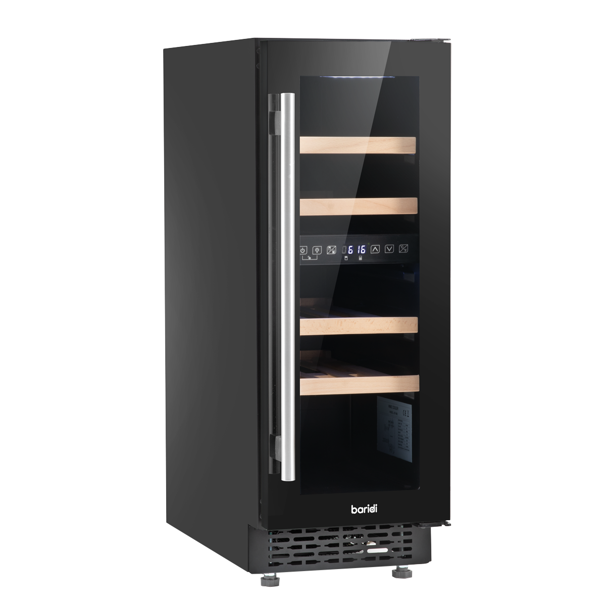 Baridi DH204 17 Bottle Dual Zone Slim Built-In 30cm Wine Cooler with Touch Screen Controls, Beech Wood - additional view 5