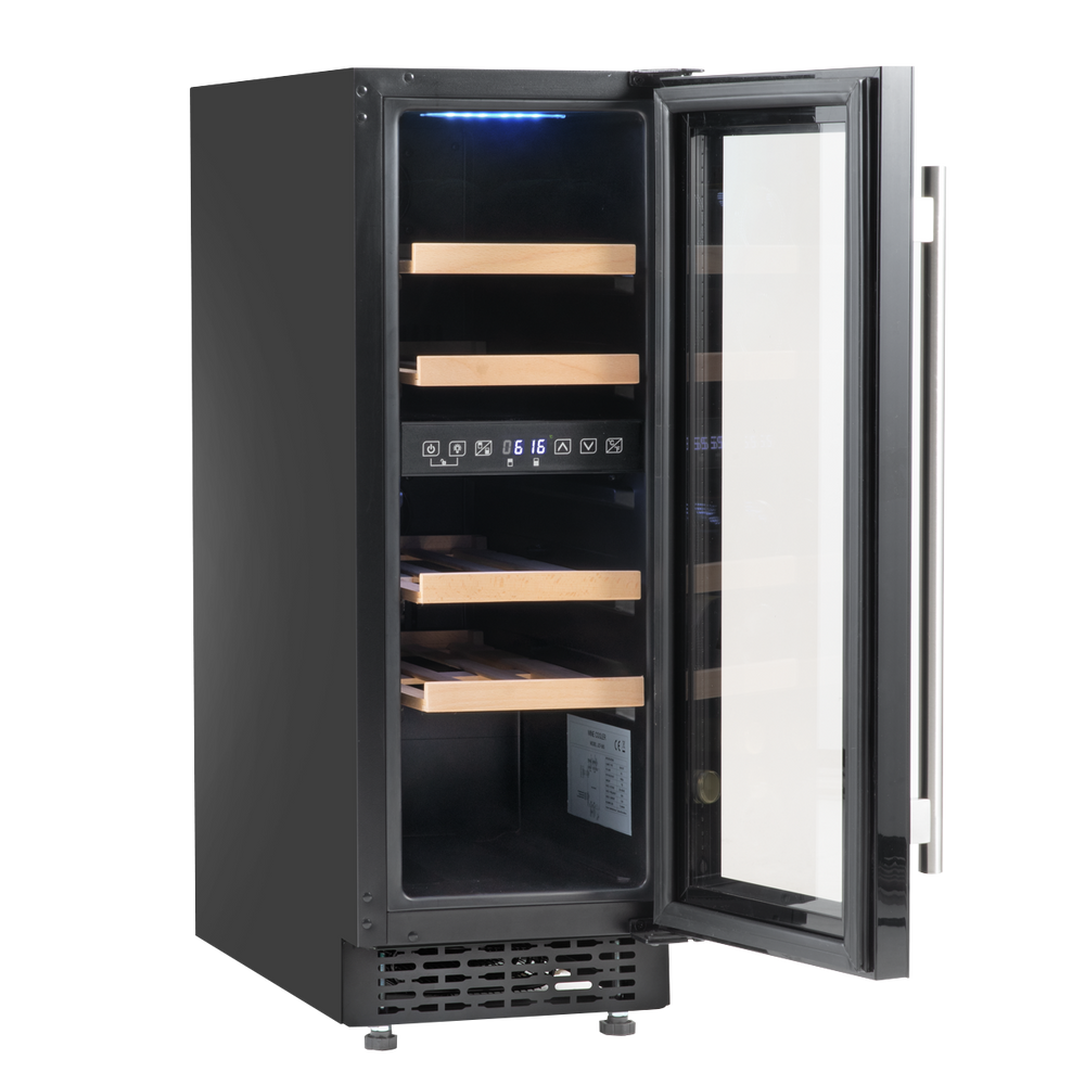 Baridi DH204 17 Bottle Dual Zone Slim Built-In 30cm Wine Cooler with Touch Screen Controls, Beech Wood - additional view 7