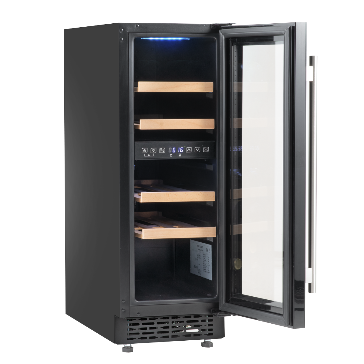 Baridi DH204 17 Bottle Dual Zone Slim Built-In 30cm Wine Cooler with Touch Screen Controls, Beech Wood - additional view 7