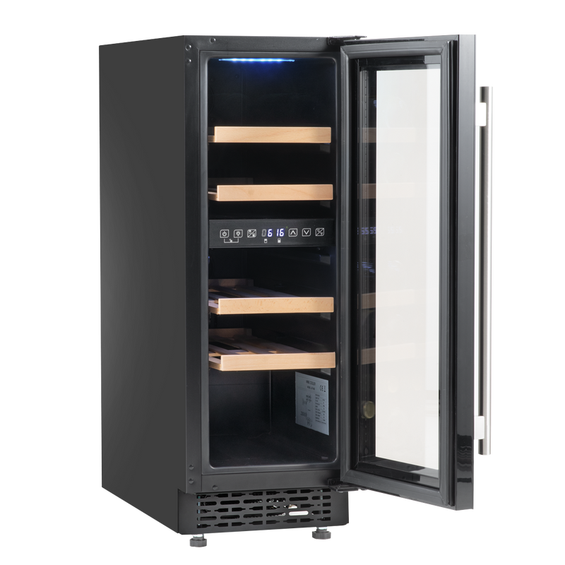 Baridi DH204 17 Bottle Dual Zone Slim Built-In 30cm Wine Cooler with Touch Screen Controls, Beech Wood - additional view 7