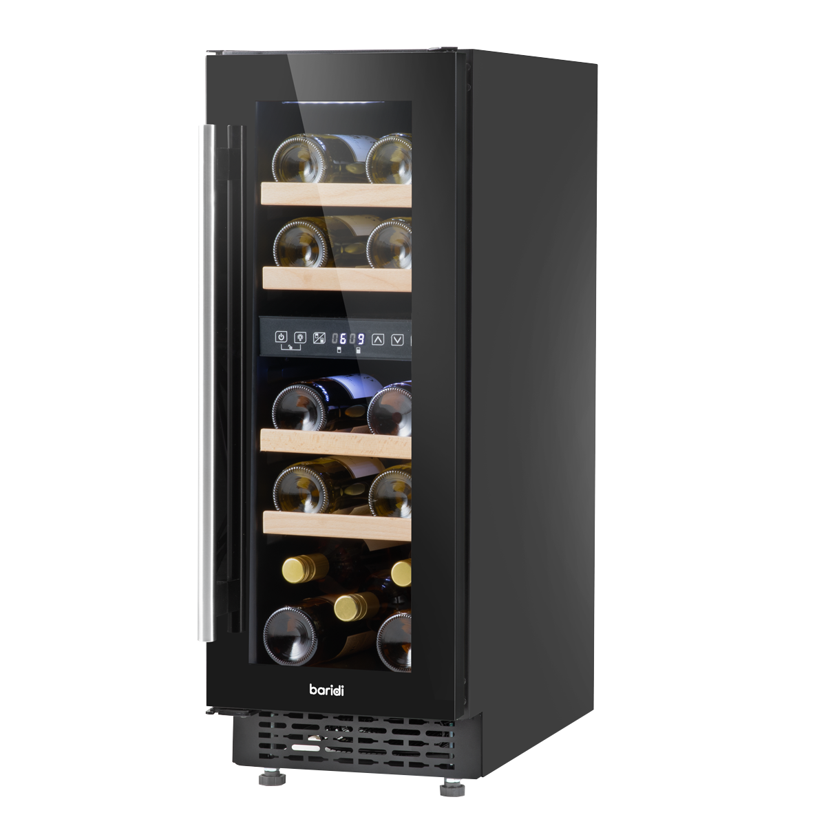 Baridi DH204 17 Bottle Dual Zone Slim Built-In 30cm Wine Cooler with Touch Screen Controls, Beech Wood - additional view 3