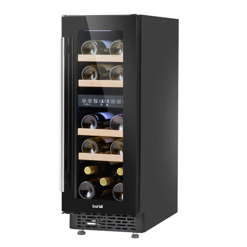 Baridi DH204 17 Bottle Dual Zone Slim Built-In 30cm Wine Cooler with Touch Screen Controls, Beech Wood - additional view 3