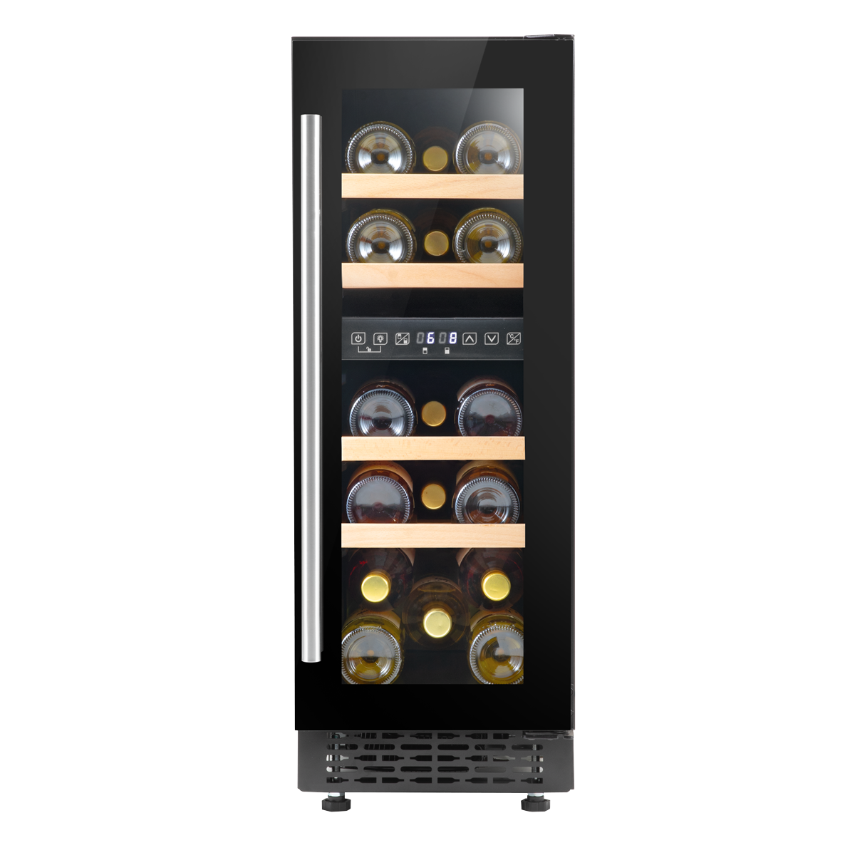 Baridi DH204 17 Bottle Dual Zone Slim Built-In 30cm Wine Cooler with Touch Screen Controls, Beech Wood - additional view 2