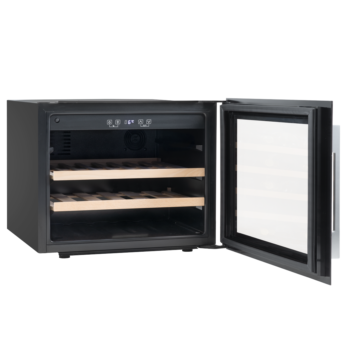 Baridi DH205 28 Bottle Built-In Wine Cooler with Touch Screen Controls, Beech Wood Shelves & LED Light - additional view 9
