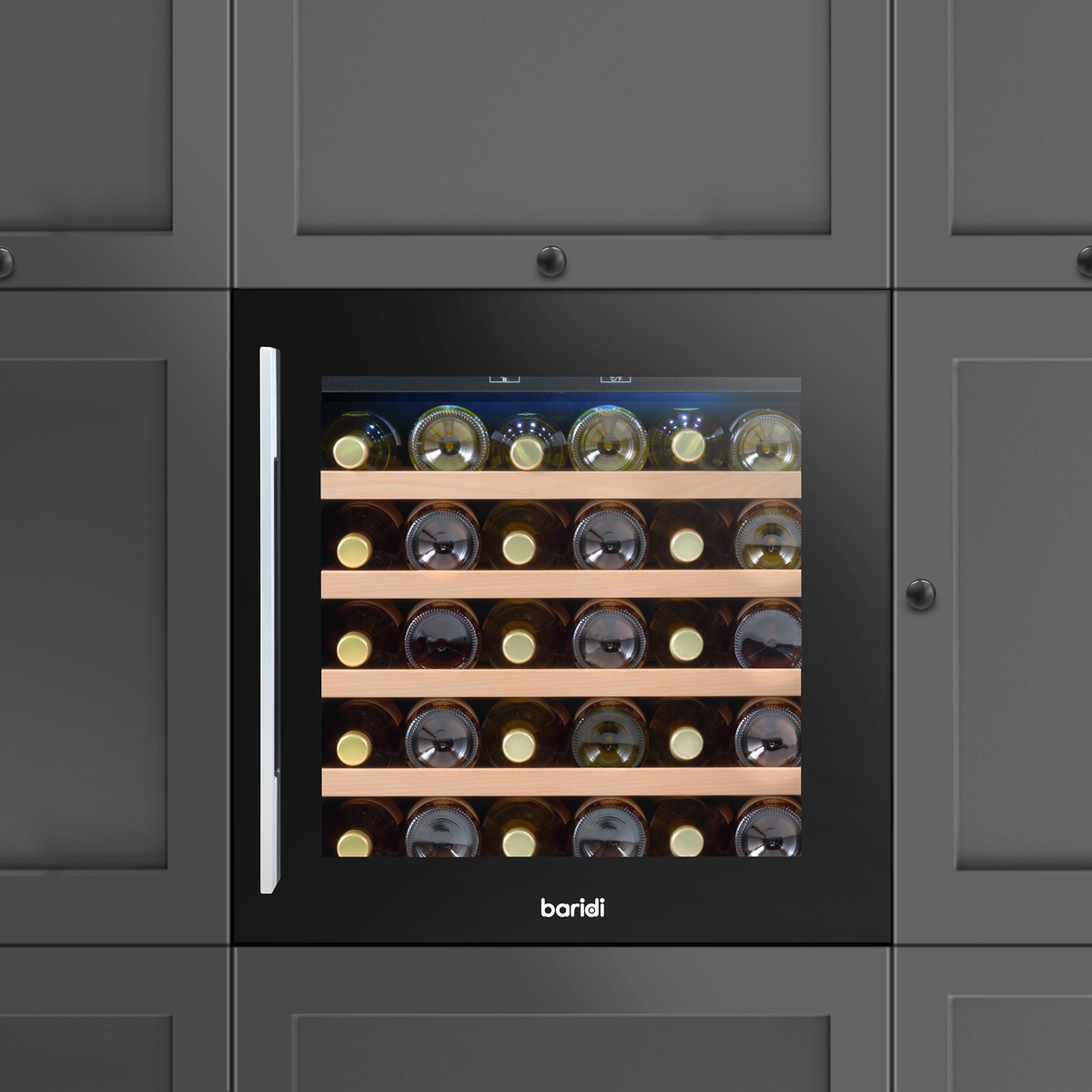 Baridi DH206 36 Bottle Built-In Wine Cooler with Touchscreen Controls, Beech Wood Shelves & LED Light - additional view 6