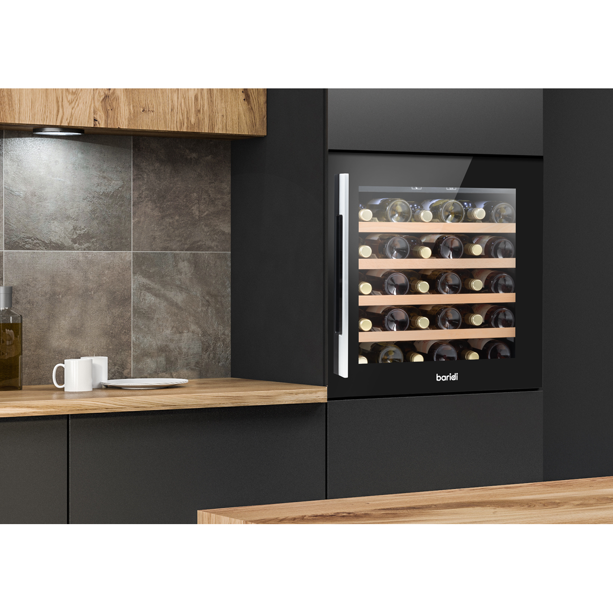 Baridi DH206 36 Bottle Built-In Wine Cooler with Touchscreen Controls, Beech Wood Shelves & LED Light - additional view 2