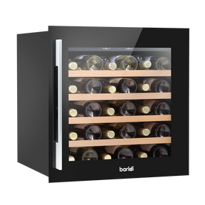 Baridi DH206 36 Bottle Built-In Wine Cooler with Touchscreen Controls, Beech Wood Shelves & LED Light - Black