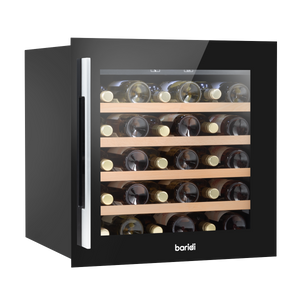 Baridi DH206 36 Bottle Built-In Wine Cooler with Touchscreen Controls, Beech Wood Shelves & LED Light - Black