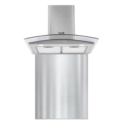 Baridi DH208 Curved Glass Cooker Hood with Carbon Filters, LED Lights & Splashback 60cm - Stainless Steel
