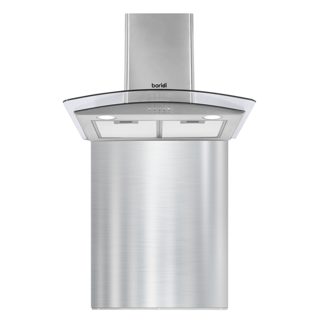 Baridi DH208 Curved Glass Cooker Hood with Carbon Filters, LED Lights & Splashback 60cm - Stainless Steel