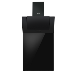 Baridi DH210 Angled Chimney Cooker Hood with Carbon Filters, LED Lamp & Splashback - Black Glass
