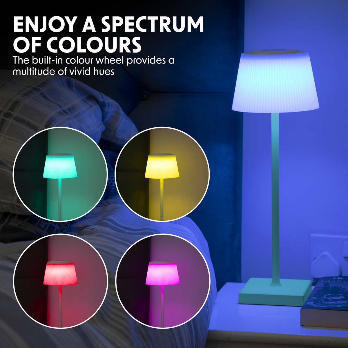 Dellonda DH214 Rechargeable Table Lamp for Home Office Restaurant RGB Colours - additional view 10