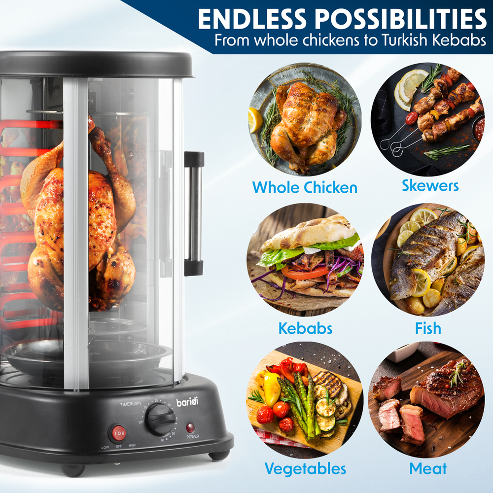 Baridi DH216 Vertical 360° Rotisserie Smokeless Grill 21L Capacity - additional view 16
