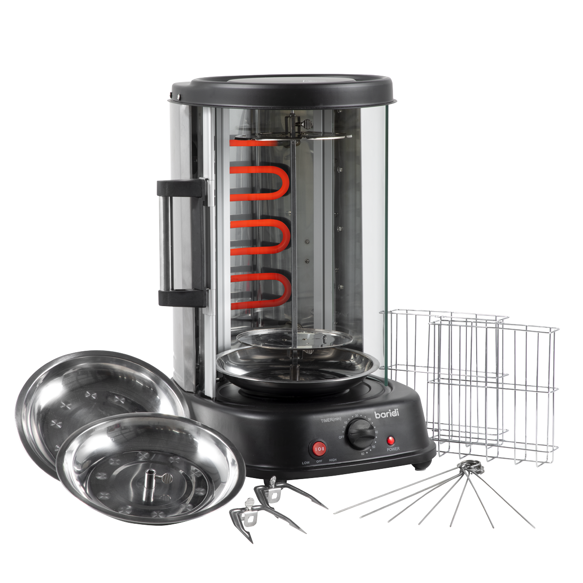 Baridi DH216 Vertical 360° Rotisserie Smokeless Grill 21L Capacity