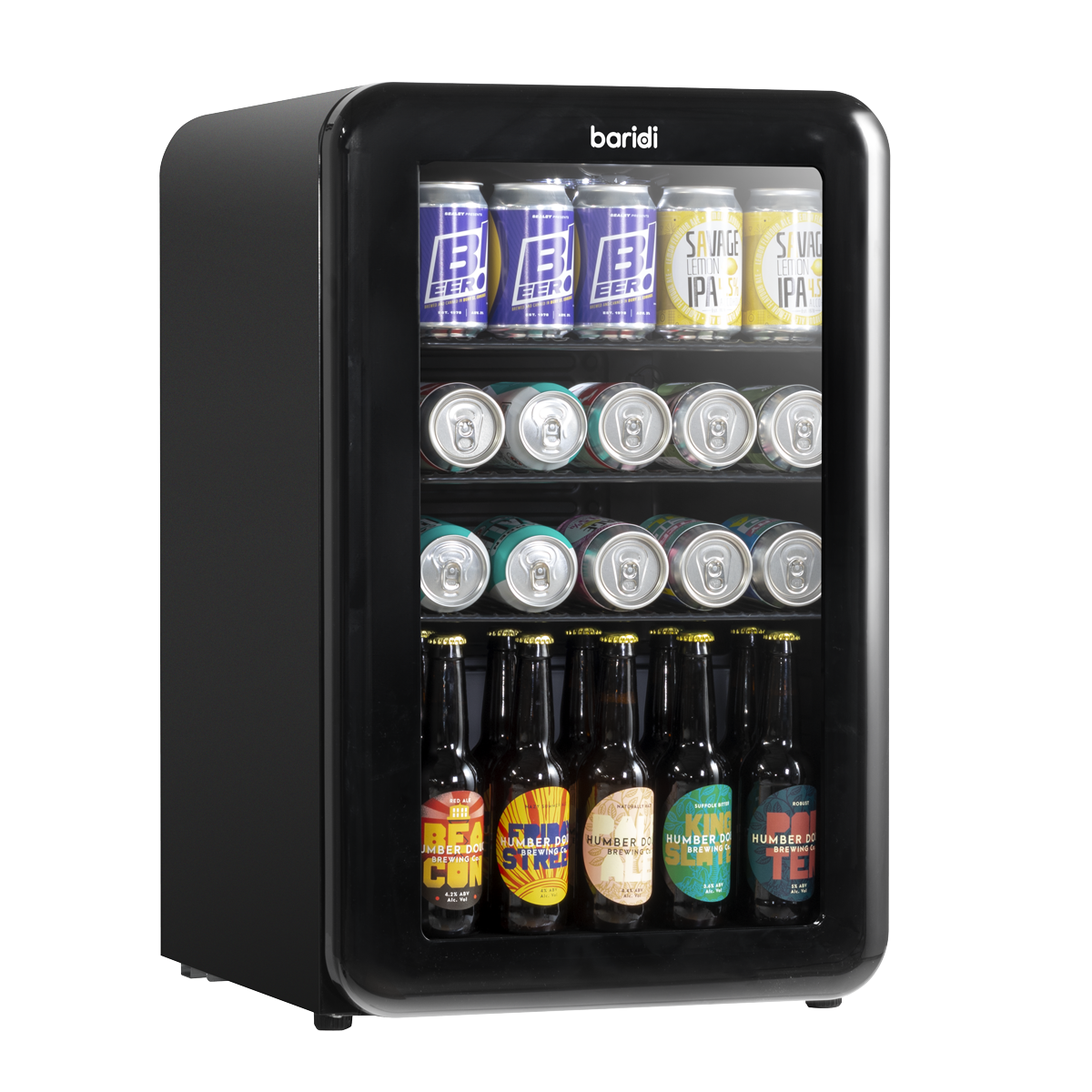 Baridi DH222 Retro Style Undercounter Drinks, Beer & Wine Fridge 70L - Black