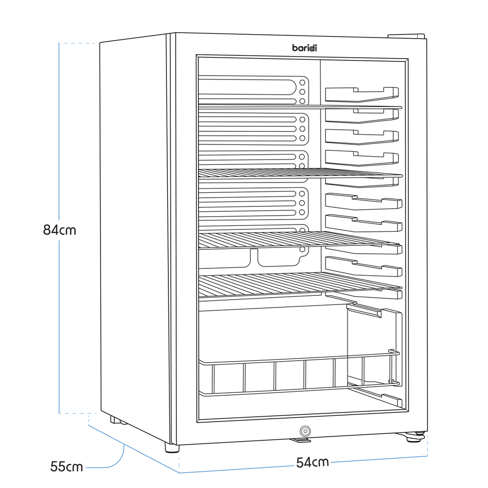 Baridi DH223 Undercounter Drinks, Beer & Wine Fridge with LED Light 115L - Black - additional view 8