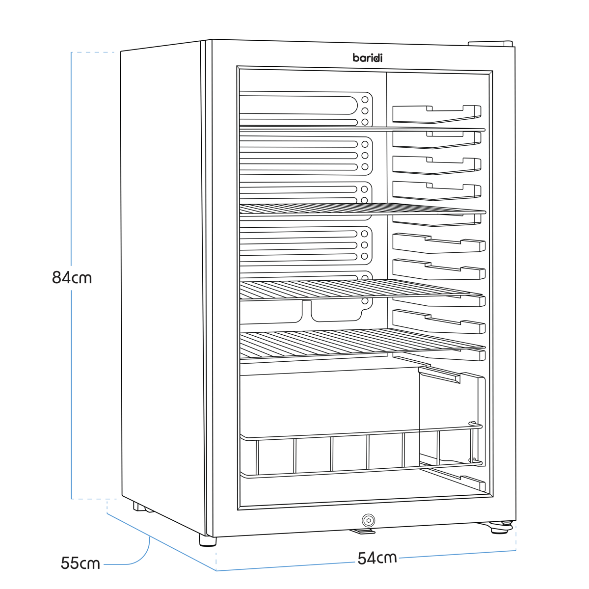 Baridi DH223 Undercounter Drinks, Beer & Wine Fridge with LED Light 115L - Black - additional view 8