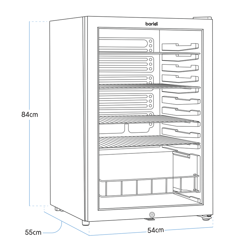 Baridi DH223 Undercounter Drinks, Beer & Wine Fridge with LED Light 115L - Black - additional view 8