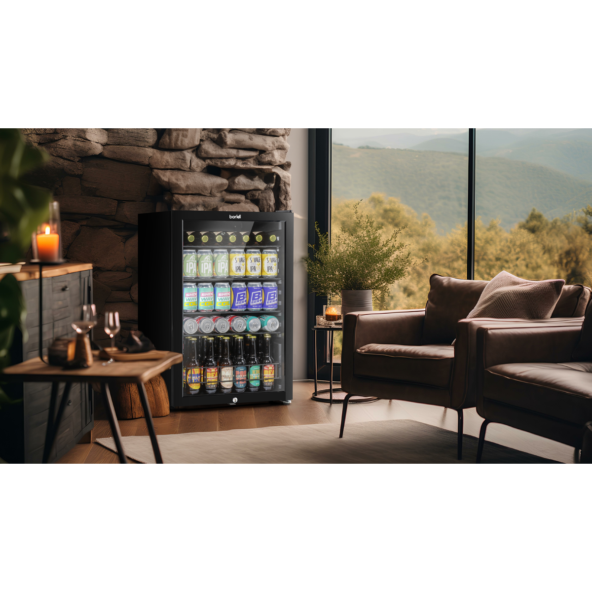 Baridi DH223 Undercounter Drinks, Beer & Wine Fridge with LED Light 115L - Black - additional view 15