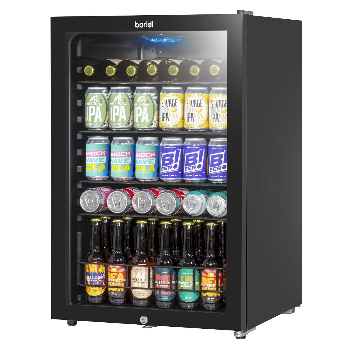 Baridi DH223 Undercounter Drinks, Beer & Wine Fridge with LED Light 115L - Black - additional view 2