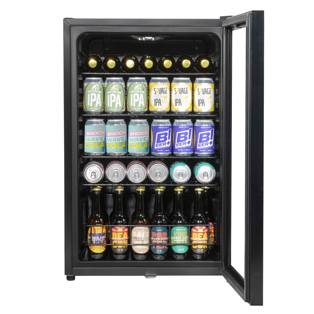 Baridi DH223 Undercounter Drinks, Beer & Wine Fridge with LED Light 115L - Black - additional view 6
