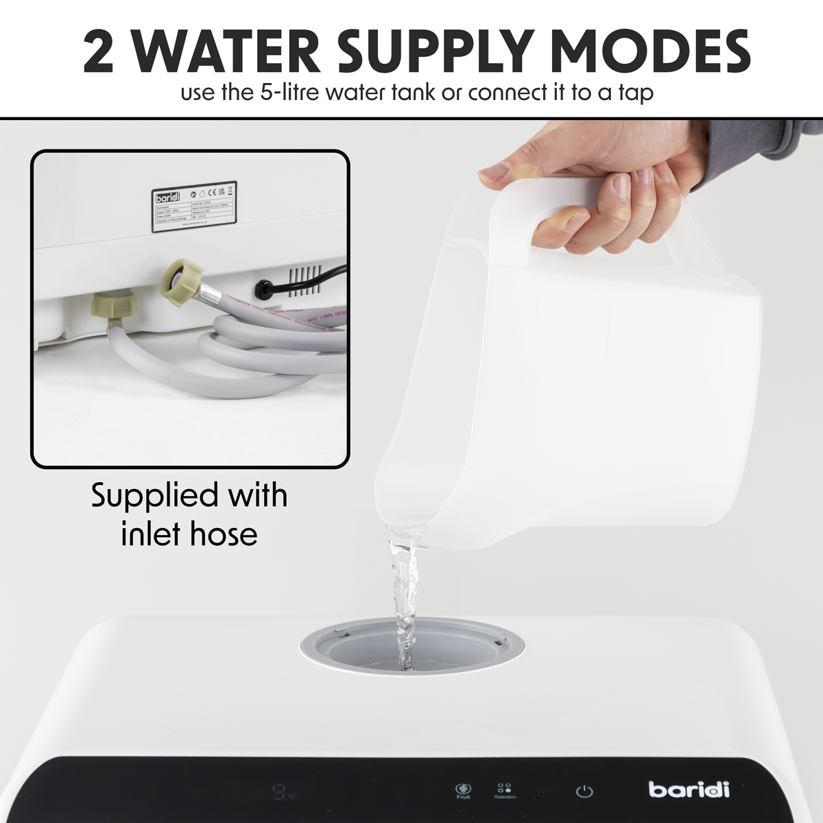 Baridi DH224A 2-4 Place Settings Mini Portable Tabletop Dishwasher, 5 Wash Functions - additional view 6