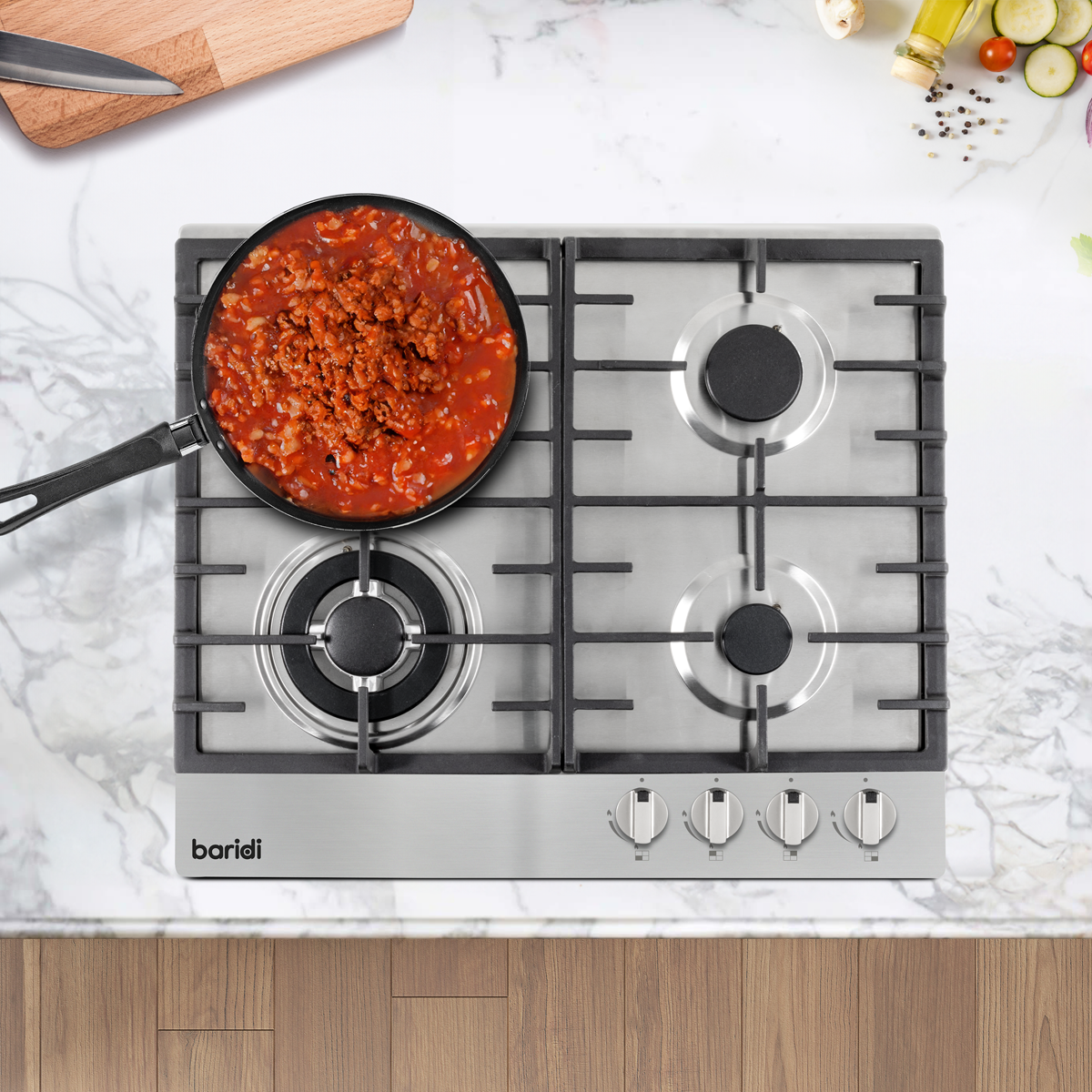 Baridi DH225 Gas Hob with 4 Cooking Zones 60cm - Stainless Steel - additional view 7
